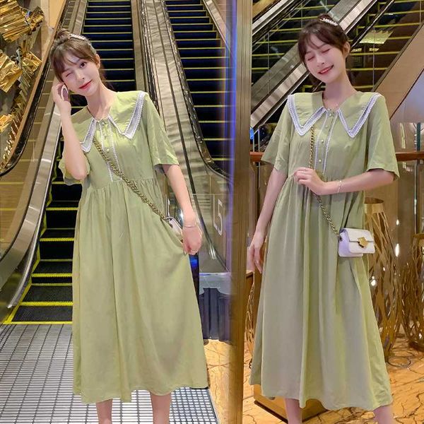 2055 # материнство летнее платье turn воротник с коротким рукавом easy matching сыпучие стильное платье для беременных женщин мамы, White
2055 # материнство летнее платье turn воротник с коротким рукавом easy matching сыпучие стильное платье для беременных женщин мамы, White