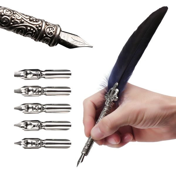 vintage quill dip pen turkey feather pen quill oblique + 5 nibs+ pen set gift 2019 hot
vintage quill dip pen turkey feather pen quill oblique + 5 nibs+ pen set gift 2019 hot