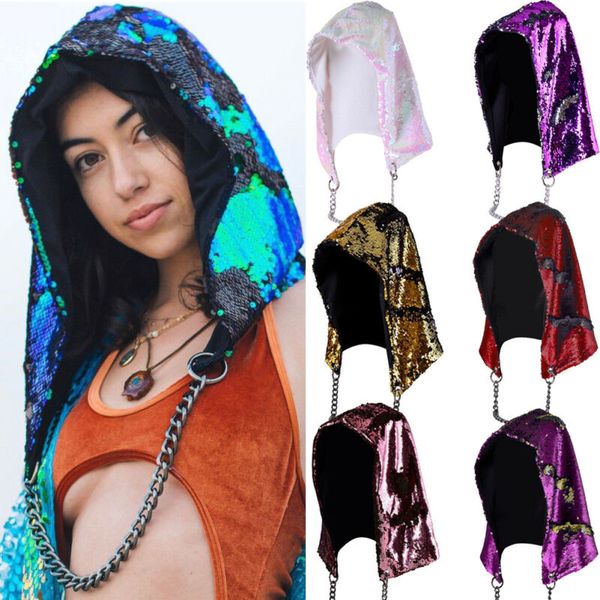 women novelty mermaid sequins hat hood shiny club party halloween hip-hop beanie cap accessories, Blue;gray
women novelty mermaid sequins hat hood shiny club party halloween hip-hop beanie cap accessories, Blue;gray
