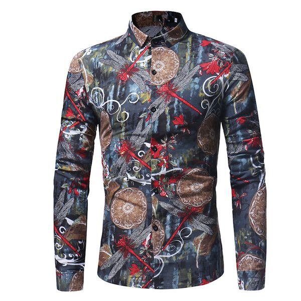 men blouse vintage printed flower shirts spring autumn fashion turn down collar shirts casual slim fit male, White;black
men blouse vintage printed flower shirts spring autumn fashion turn down collar shirts casual slim fit male, White;black