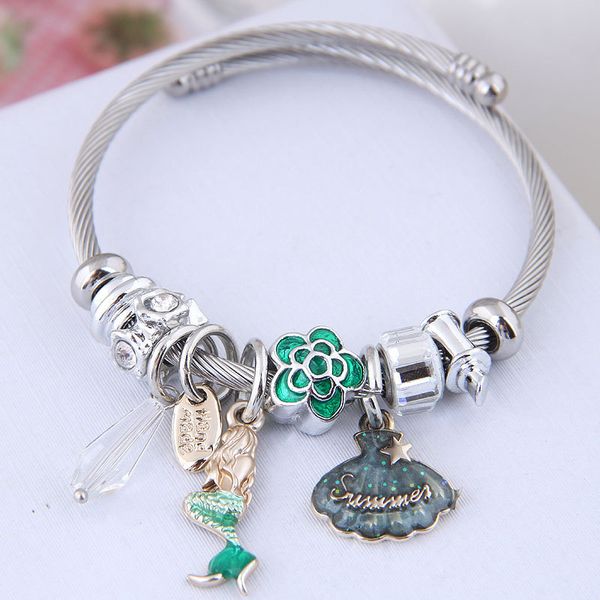 european and american fashion metal wild shell mermaid pendant multi- accessories personalized bracelet, Black
european and american fashion metal wild shell mermaid pendant multi- accessories personalized bracelet, Black
