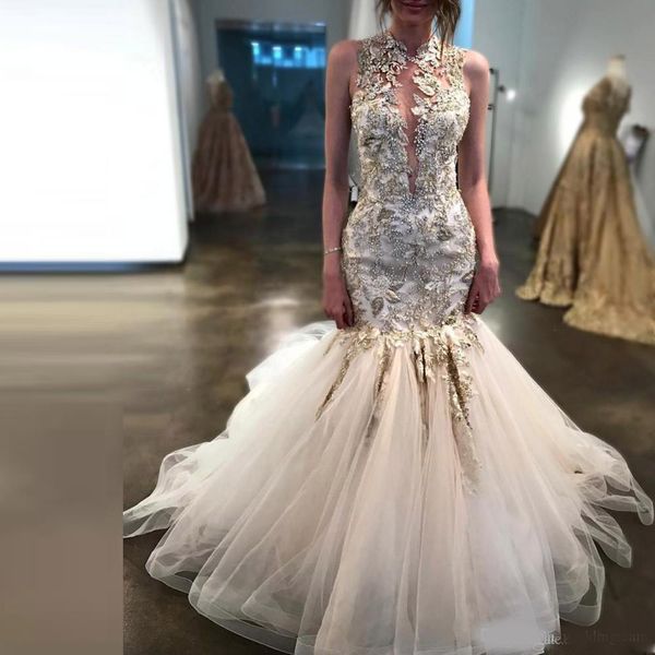 gorgeous high neck mermaid wedding dresses appliques beads tulle bridal gowns leaves decorations tiered skirts wedding gowns, White
gorgeous high neck mermaid wedding dresses appliques beads tulle bridal gowns leaves decorations tiered skirts wedding gowns, White
