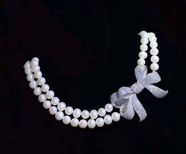 hand knotted 43-46cm 8-9mm white freshwater pearl butterfly micro inlay zircon accessories necklace, Silver
hand knotted 43-46cm 8-9mm white freshwater pearl butterfly micro inlay zircon accessories necklace, Silver