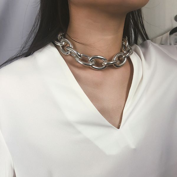 2019 link chain retro exaggerated punk metal item necklace female simple chain geometric personality necklace shackles new, Silver
2019 link chain retro exaggerated punk metal item necklace female simple chain geometric personality necklace shackles new, Silver