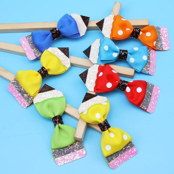 back to school pencil hair bows for children handmade ribbon glitter hairgrips girls hair clip students accessories, Slivery;white
back to school pencil hair bows for children handmade ribbon glitter hairgrips girls hair clip students accessories, Slivery;white