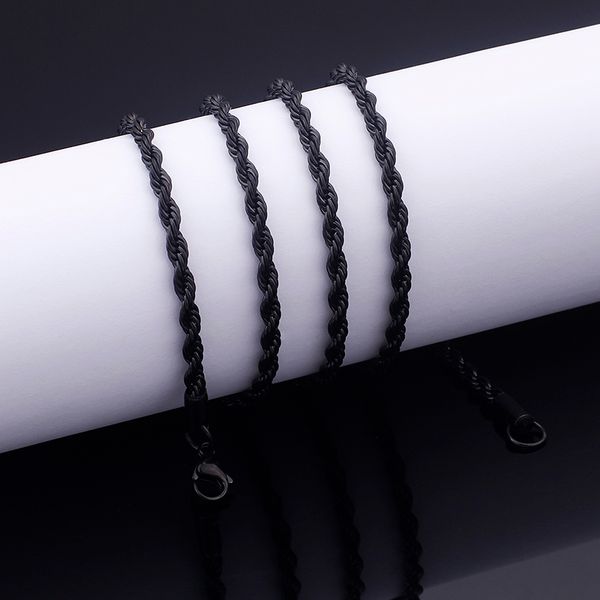 5pcs lot mens women singapore rope chain necklace stainless steel jewelry 4mm 22'' black chain, Silver
5pcs lot mens women singapore rope chain necklace stainless steel jewelry 4mm 22'' black chain, Silver