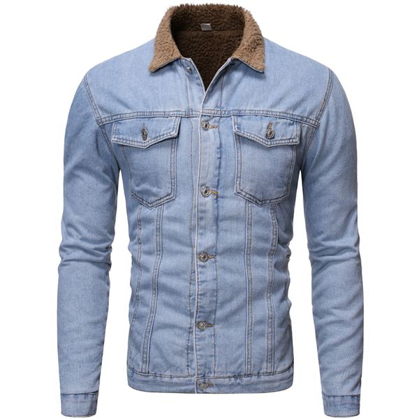 men's light blue winter denim jacket jacket warm denim coat new men's wool lining thicken winter, Black;brown
men's light blue winter denim jacket jacket warm denim coat new men's wool lining thicken winter, Black;brown