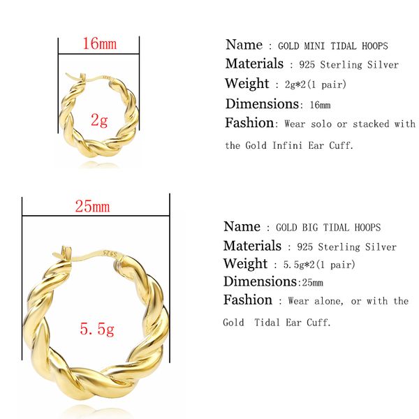 slovecabin 925 sterling silver luxury hoop piercing boucle doreille femme gold round circle fashion earrings for women jewerly cx200801, Golden;silver
slovecabin 925 sterling silver luxury hoop piercing boucle doreille femme gold round circle fashion earrings for women jewerly cx200801, Golden;silver
