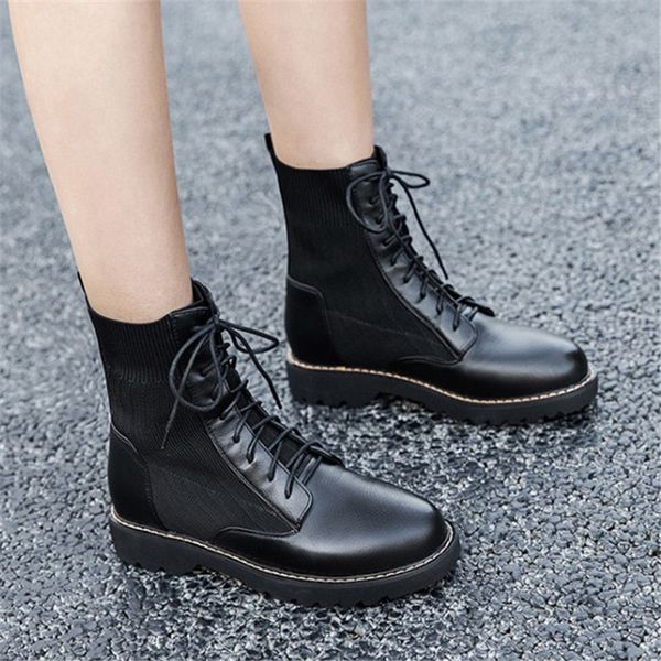pxelena 2020 autumn leather+knitting boots women low heels lace up comfort combat motorcycle army boots shoe, Black
pxelena 2020 autumn leather+knitting boots women low heels lace up comfort combat motorcycle army boots shoe, Black