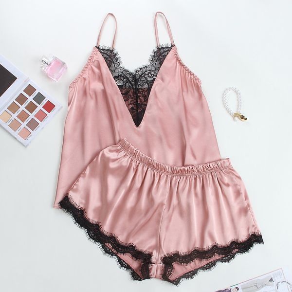 s-xl pyjamas women v-neck silk lace stain backless sleepwear camisole pajamas sleepwear shorts set pyjama femme, Black;red
s-xl pyjamas women v-neck silk lace stain backless sleepwear camisole pajamas sleepwear shorts set pyjama femme, Black;red