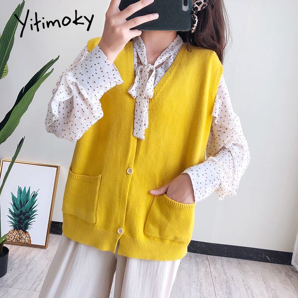 yellow sweater vest women's cardigans sleeveless 2019 fashion women single breasted korean sweater with pockets sueter mujer, Black;white
yellow sweater vest women's cardigans sleeveless 2019 fashion women single breasted korean sweater with pockets sueter mujer, Black;white