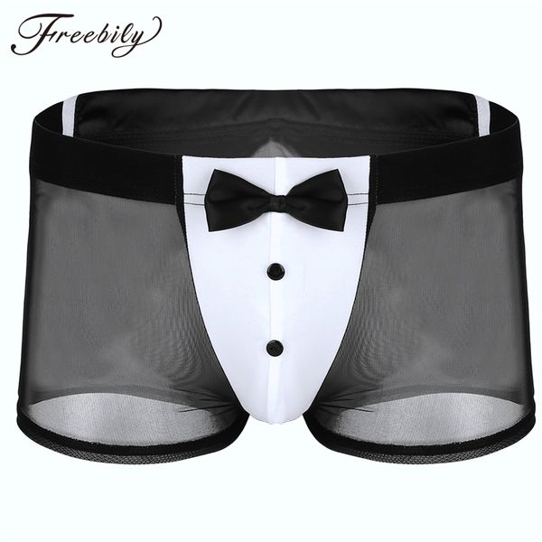 underpants mens butler waiter tuxedo lingerie see through mesh boxer underwear with back ears male erotic panties, Black;white
underpants mens butler waiter tuxedo lingerie see through mesh boxer underwear with back ears male erotic panties, Black;white