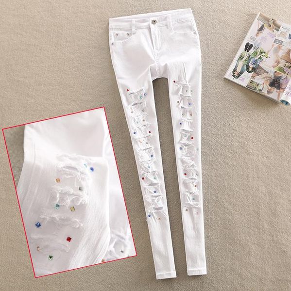 spring new diamond jeans female personality white rhinestone pants hole pencil jeans plus size, Blue
spring new diamond jeans female personality white rhinestone pants hole pencil jeans plus size, Blue