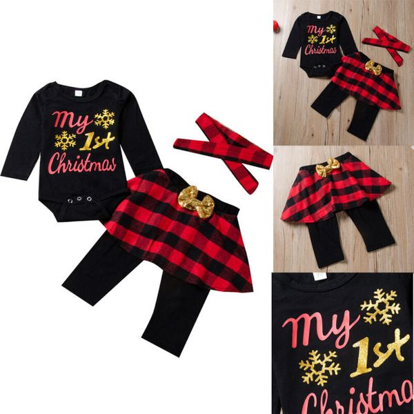 canis newborn infant baby girls my 1st christmas letter printed clothes rompers + plaid pants outfit set, White
canis newborn infant baby girls my 1st christmas letter printed clothes rompers + plaid pants outfit set, White