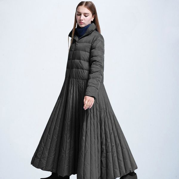 autumn winter women down coat elegant long sleeve loose spliced hem vertical stripes down jacket woman parkas, Black
autumn winter women down coat elegant long sleeve loose spliced hem vertical stripes down jacket woman parkas, Black