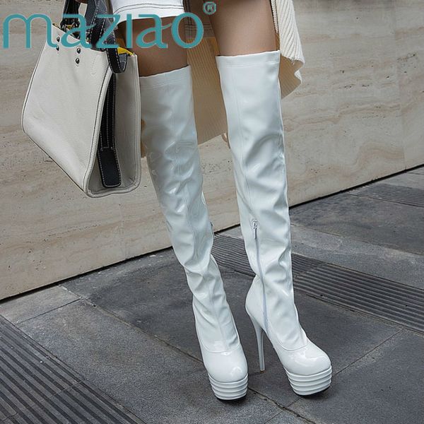patent leather pointed toe women shoes thin high heel party shoe woman winter ovet the knee boots plus size 33-48 maziao, Black
patent leather pointed toe women shoes thin high heel party shoe woman winter ovet the knee boots plus size 33-48 maziao, Black