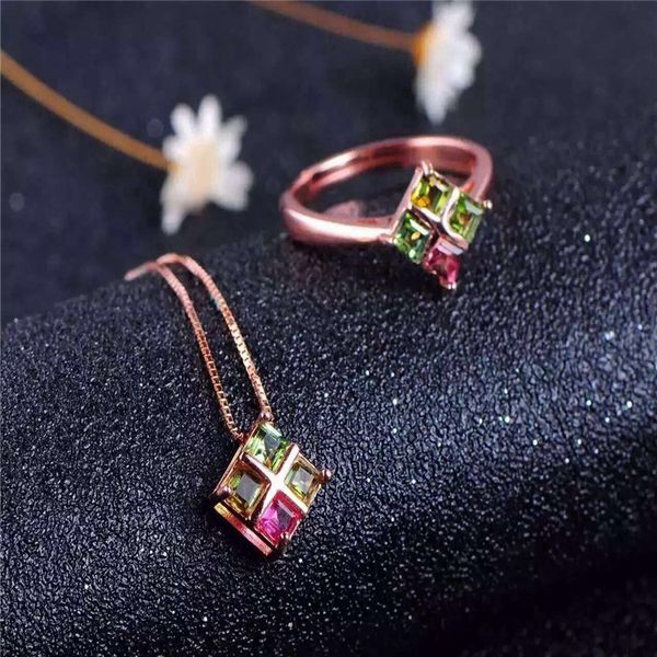 natural tourmaline 925 silver jewelry pendant + ring set of natural gemstones, Black
natural tourmaline 925 silver jewelry pendant + ring set of natural gemstones, Black