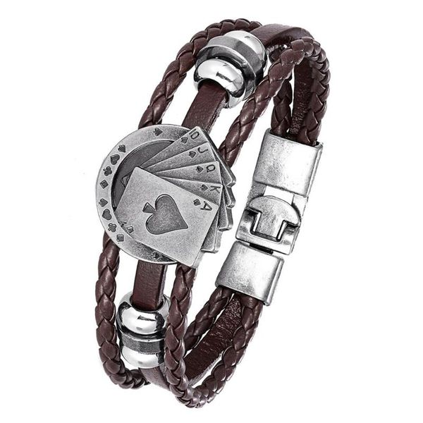 lucky vintage leather bracelet men's poker raja vegas charm multilayer woven woman pulseira masculina, Black
lucky vintage leather bracelet men's poker raja vegas charm multilayer woven woman pulseira masculina, Black