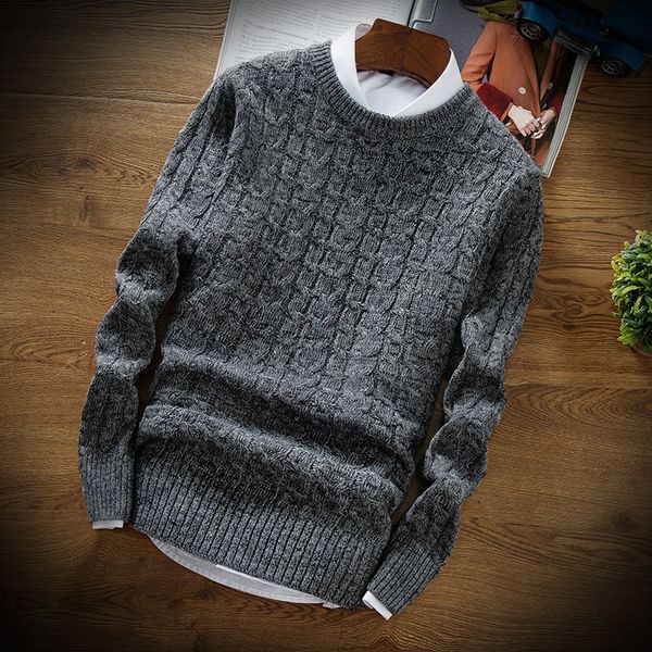 sweater retro korean style round neck sweater slim fit plus size knitwear winter warm pullover, White;black
sweater retro korean style round neck sweater slim fit plus size knitwear winter warm pullover, White;black