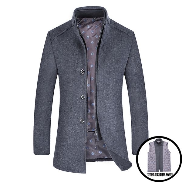 fashion winter new men's detachable vest trench coat fashion business casual wool slim woolen thicken warm coat jacket male, Black
fashion winter new men's detachable vest trench coat fashion business casual wool slim woolen thicken warm coat jacket male, Black