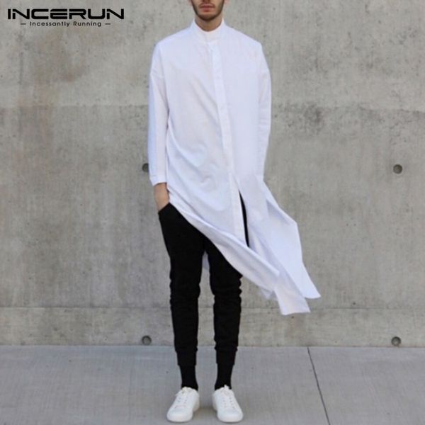 incerun men long shirt solid stand collar long sleeve button up chic fashion brand shirts men streetwear 2019 s-5xl, White;black
incerun men long shirt solid stand collar long sleeve button up chic fashion brand shirts men streetwear 2019 s-5xl, White;black