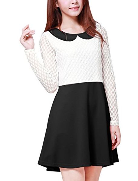 allegra k women's doll collar mesh panel contrast color above knee dress, Black;gray
allegra k women's doll collar mesh panel contrast color above knee dress, Black;gray
