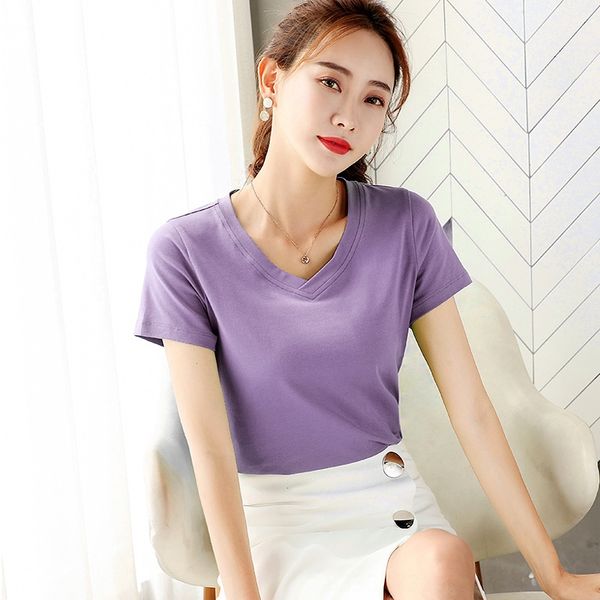 2020 women's solid color aro purple slim simple women's duan -shirt -shirt xiu versatile slim white v-neck
2020 women's solid color aro purple slim simple women's duan -shirt -shirt xiu versatile slim white v-neck