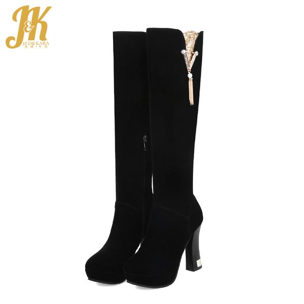 jk flock knee high boots women high heels boot ladies round toe platform shoes female metal crystal zip shoes winter 2019 new, Black
jk flock knee high boots women high heels boot ladies round toe platform shoes female metal crystal zip shoes winter 2019 new, Black