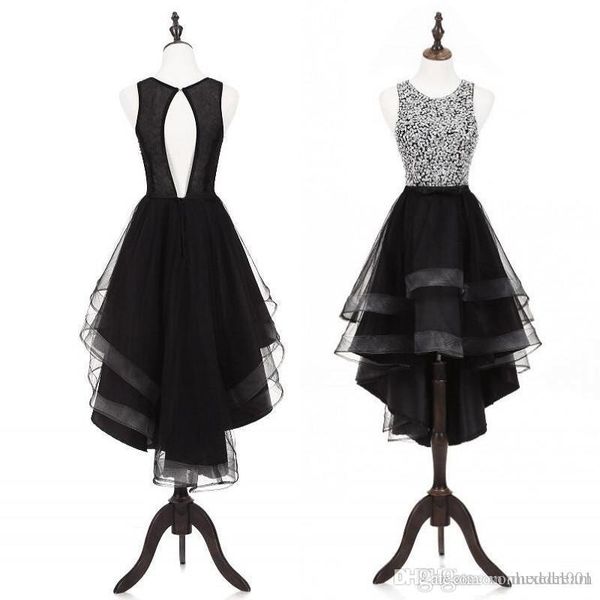 shinning high low cocktail dresses sequined open back short prom dress with bow layered tulle homecoming dress formal gown, Black
shinning high low cocktail dresses sequined open back short prom dress with bow layered tulle homecoming dress formal gown, Black