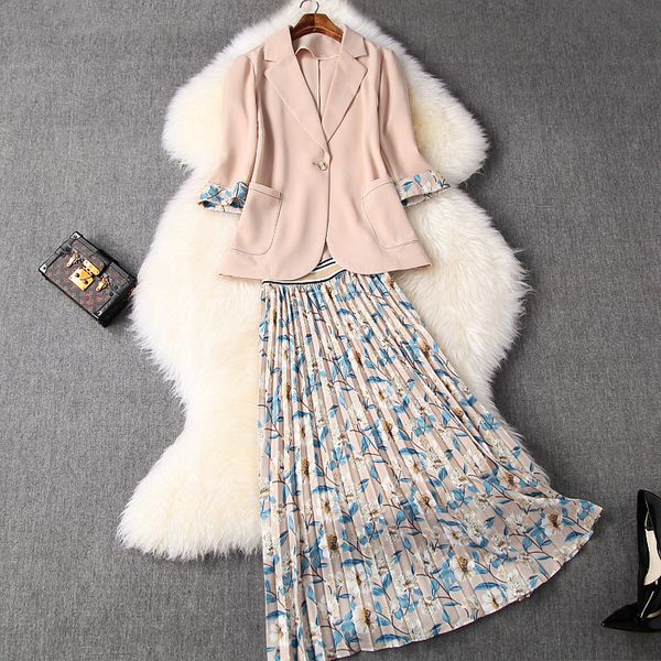 2 piece sets womens outfits 2020 summer elegant offica one button blazer + elastic waist pleated skirt long matching sets, White
2 piece sets womens outfits 2020 summer elegant offica one button blazer + elastic waist pleated skirt long matching sets, White