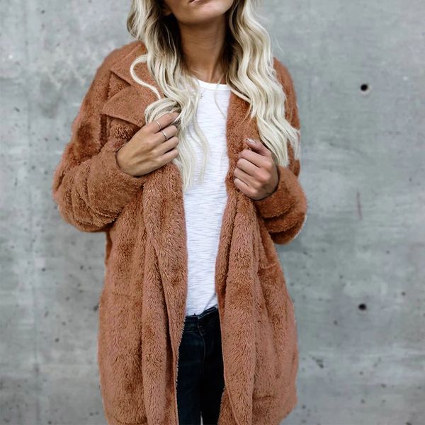 women's fur & faux rorodox fluffy teddy coat women warm outwear plush notch collar loose jacket winter cardigan trench solid female, Black
women's fur & faux rorodox fluffy teddy coat women warm outwear plush notch collar loose jacket winter cardigan trench solid female, Black