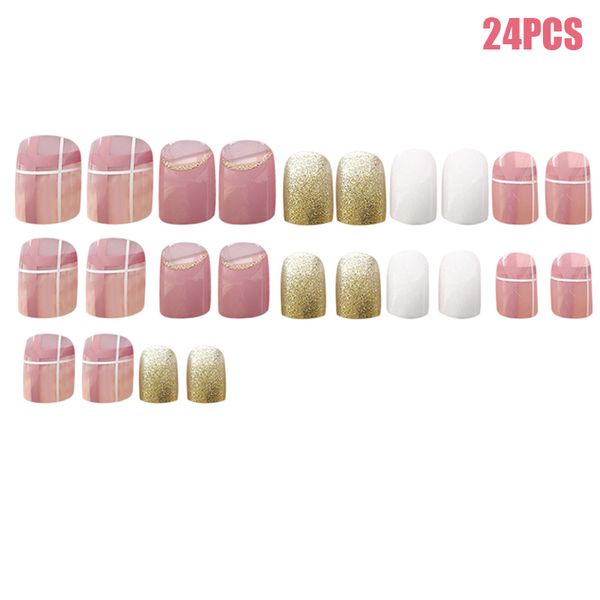 24 pcs elegant pink white gold nail art stickers french style waterproof nail art patch cj666, Black
24 pcs elegant pink white gold nail art stickers french style waterproof nail art patch cj666, Black