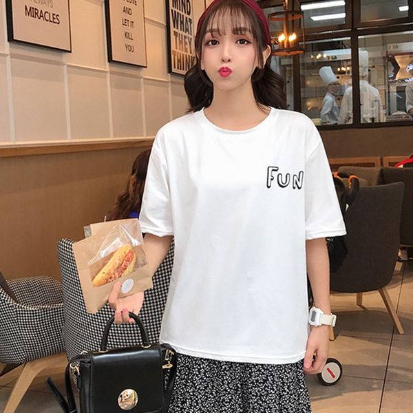 women's t-shirt summer women flower print streetwear harajuku casual short sleeve o neck loose, White
women's t-shirt summer women flower print streetwear harajuku casual short sleeve o neck loose, White