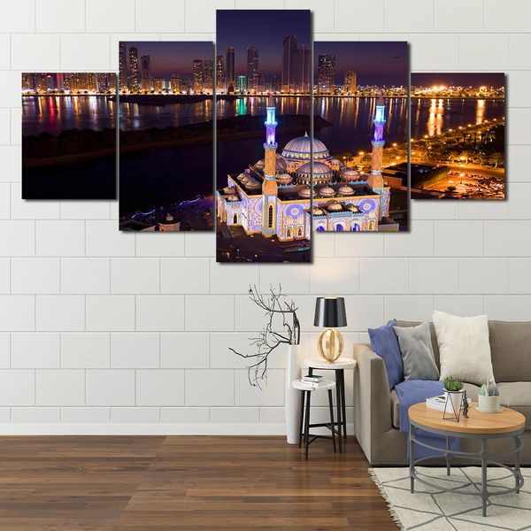 hd 5 panel printing night sharjah landscape canvas painting modern template for living room study decoration
hd 5 panel printing night sharjah landscape canvas painting modern template for living room study decoration
