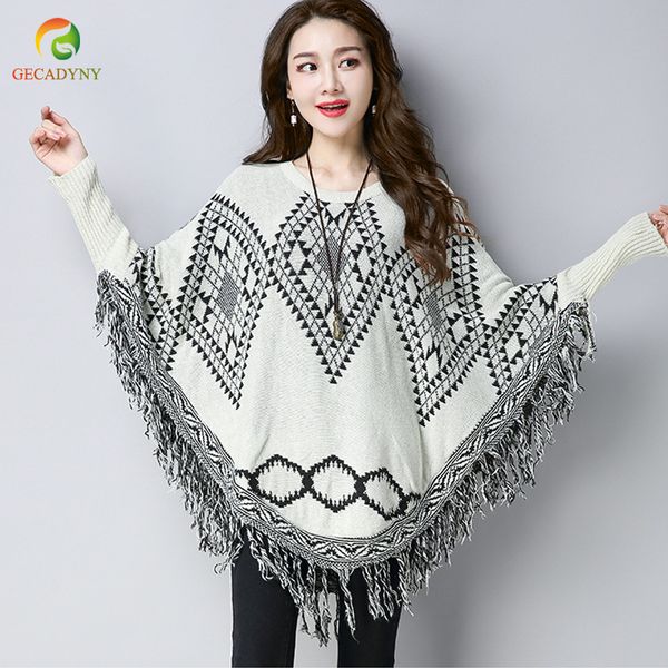 autumn winter women loose new geometric cloak poncho bat sleeve pullover sweater tassel knit shawl cape female thick coat, Black
autumn winter women loose new geometric cloak poncho bat sleeve pullover sweater tassel knit shawl cape female thick coat, Black