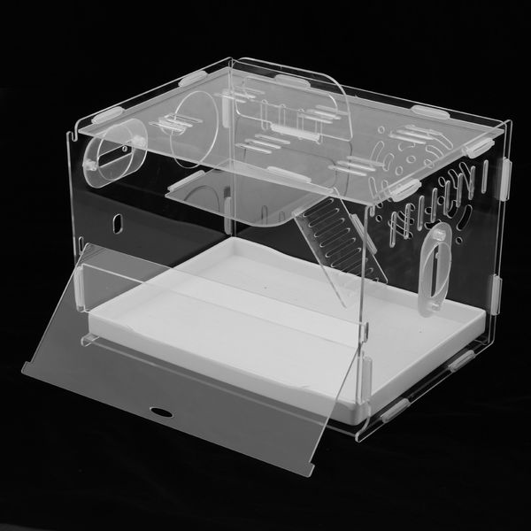 hamster gerbil acrylic cage house nest play space with ladder drawer pipe