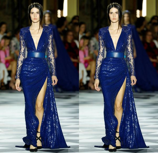 zuhairmurad customized blue mermaid evening dress v neck long sleeve formal dress chiffon tulle lace split applique sequins bridesmaid gown, Black;red
zuhairmurad customized blue mermaid evening dress v neck long sleeve formal dress chiffon tulle lace split applique sequins bridesmaid gown, Black;red