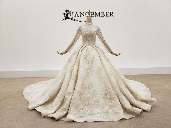 bride 2020 new long sleeve high collar handmade beading luxurious small fresh high collar palace wedding dress, White
bride 2020 new long sleeve high collar handmade beading luxurious small fresh high collar palace wedding dress, White