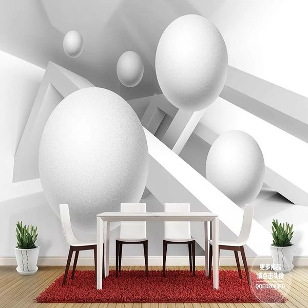 home decor custom large mural 3d wallpaper modern creative 3d expansion space white sphere tv wall decor deep 5d embossed