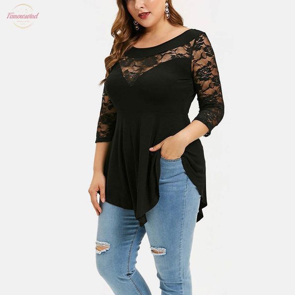 lace shirt women plus size solid floral lace tunic o neck blusas mujer moda 2020 three quarter womens and blouses, White 
lace shirt women plus size solid floral lace tunic o neck blusas mujer moda 2020 three quarter womens and blouses, White