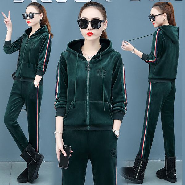winter thick velour women sport suit zip up jacket hoodie+pant casual jogger running workout outfit set sportswear tracksuits, Black;blue
winter thick velour women sport suit zip up jacket hoodie+pant casual jogger running workout outfit set sportswear tracksuits, Black;blue