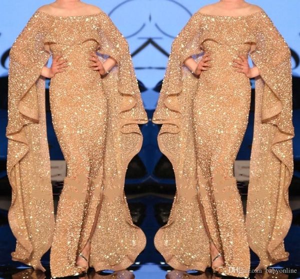 2019 elegant gold sequined arabic dubai mermaid evening dresses with wraps off shoulder ruffles long prom party gowns robes de soirée, Black;red
2019 elegant gold sequined arabic dubai mermaid evening dresses with wraps off shoulder ruffles long prom party gowns robes de soirée, Black;red