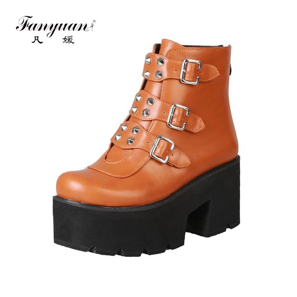 fanyuan new plus sizes 46 platform buckles women ankle boots shoes square high heels woman boots, Black
fanyuan new plus sizes 46 platform buckles women ankle boots shoes square high heels woman boots, Black
