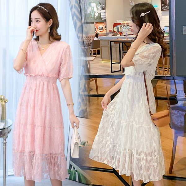 9118#maternity dress summer v neck lace short sleeve easy matching loose stylish dress for pregnant women mom, White
9118#maternity dress summer v neck lace short sleeve easy matching loose stylish dress for pregnant women mom, White