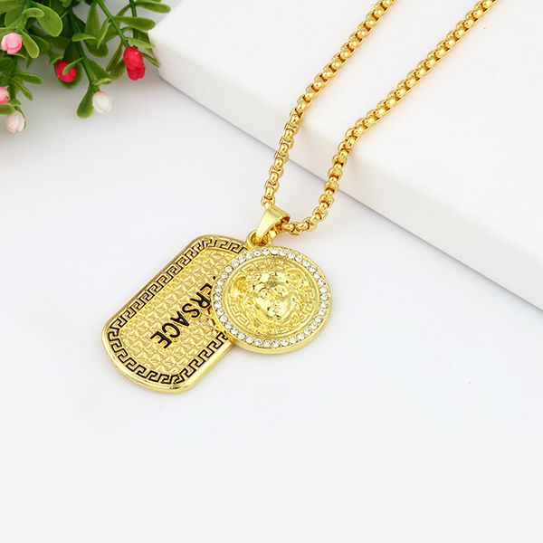 fashion tide men's stainless steel big brand medusa necklace 18k gold hip hop dog tag pendent necklace jewelry, Silver
fashion tide men's stainless steel big brand medusa necklace 18k gold hip hop dog tag pendent necklace jewelry, Silver