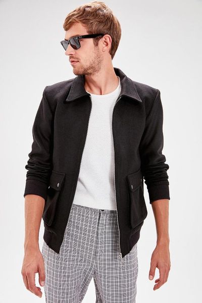 trendyol black male front zipper pockets coat tmnaw20kb0008, Black;brown
trendyol black male front zipper pockets coat tmnaw20kb0008, Black;brown