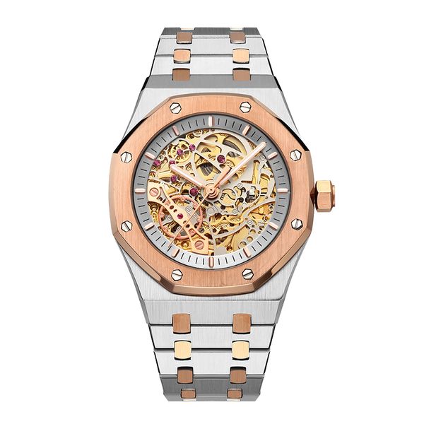 Mens Automatic Mechanical Watch Stainless Steel Rose Gold Silver Watches Hollow Gear 43mm Large Size Heavy Business wristwatches Wholesale
Mens Automatic Mechanical Watch Stainless Steel Rose Gold Silver Watches Hollow Gear 43mm Large Size Heavy Business wristwatches Wholesale