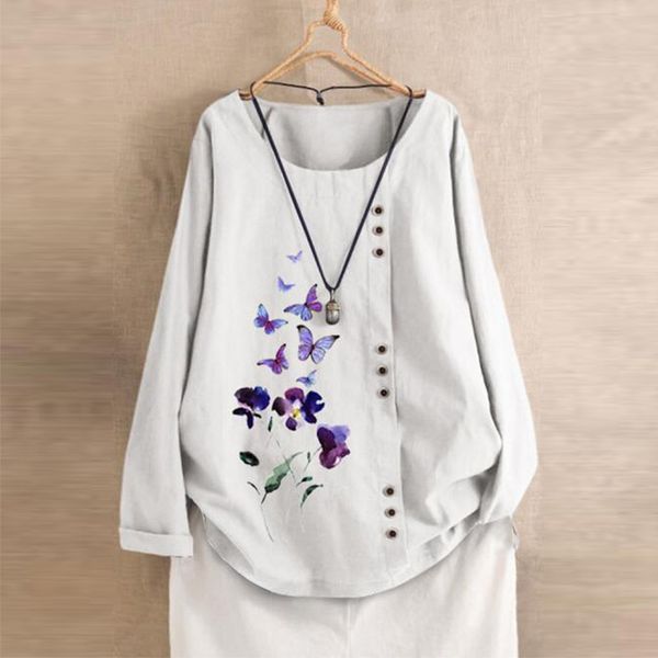 spring vintage blouse women long sleeve casual floral printed loose shirts autumn tunic plus size blusas chemise robe, White
spring vintage blouse women long sleeve casual floral printed loose shirts autumn tunic plus size blusas chemise robe, White