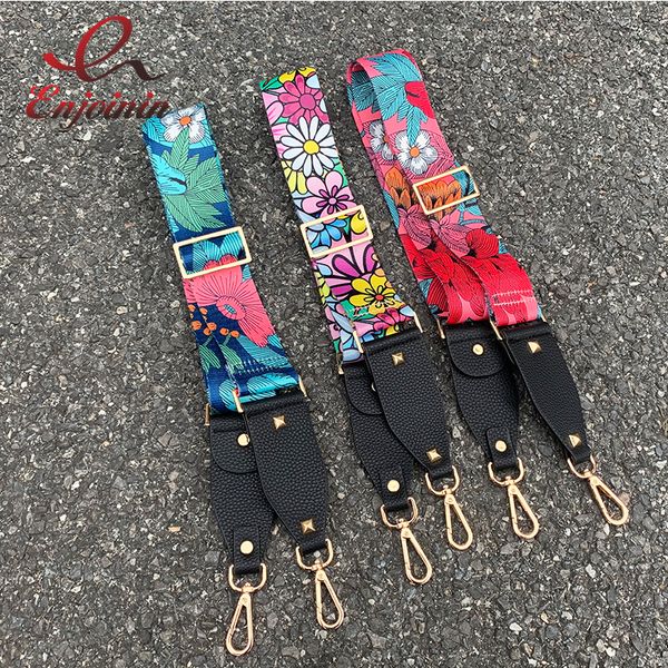 elegant fashion color flower print ladies handbag shoulder bag strap belt bag accessories female bolsa belt parts, Black 
elegant fashion color flower print ladies handbag shoulder bag strap belt bag accessories female bolsa belt parts, Black