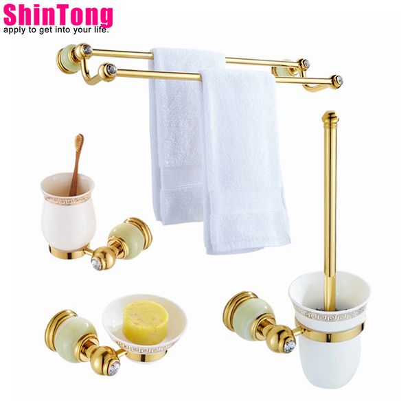 bathroom hardware kit bath accessories set bathroom towel holder golden brass with jade european style shintong
bathroom hardware kit bath accessories set bathroom towel holder golden brass with jade european style shintong